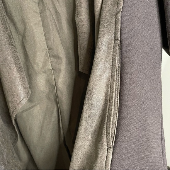 Edyson Maisha Ponte Faux Leather Jacket Womens Size XL Olive Open Drape Chic - Picture 8 of 8